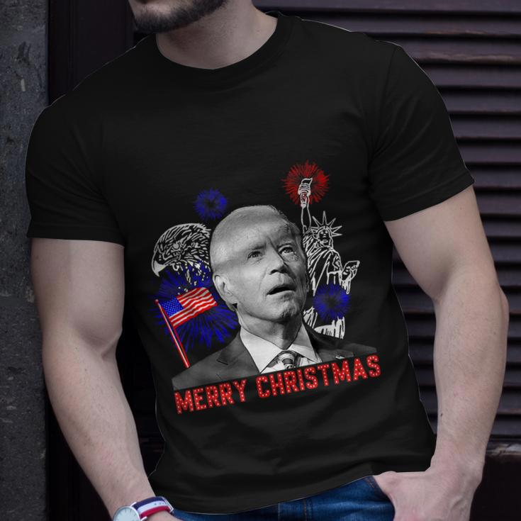 Funny Joe Biden Happy Christmas In July Usa Flag V3 Unisex T-Shirt Gifts for Him