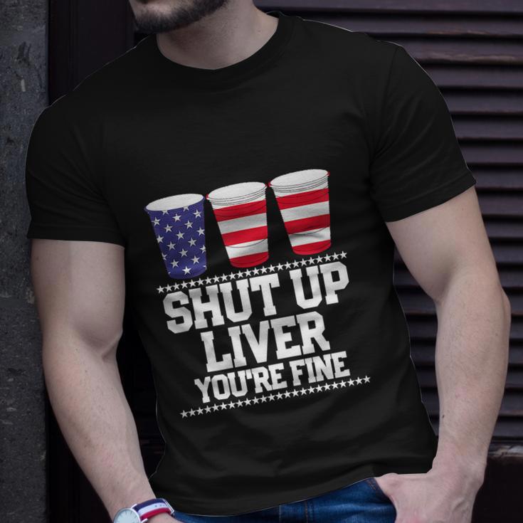 Funny July 4Th Beer Cups American Flag Unisex T-Shirt Gifts for Him