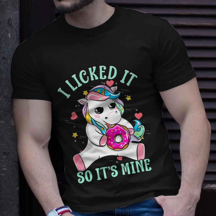 Funny Saying I Licked It So Its Mine Unicorn Cute Gift Unisex T-Shirt Gifts for Him