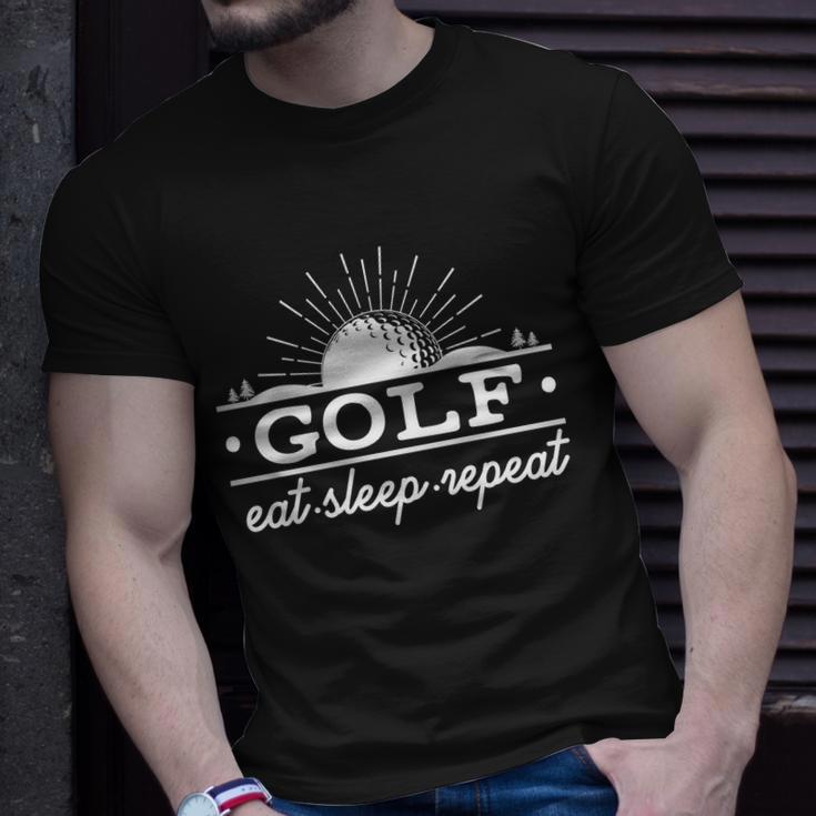 Funny Vintage Golf Eat Sleep Repeat Golfing Fan Unisex T-Shirt Gifts for Him