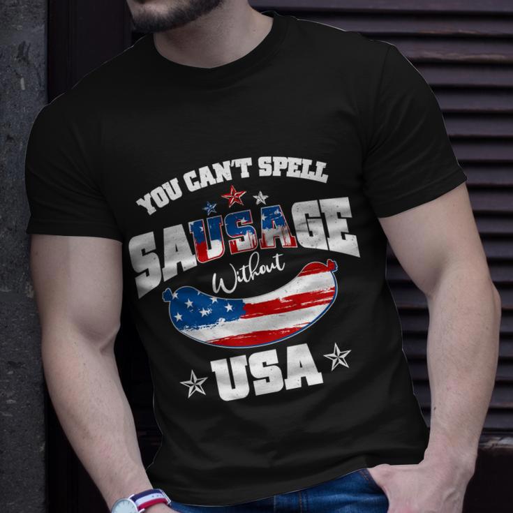 Funny You Cant Spell Sausage Without Usa Unisex T-Shirt Gifts for Him