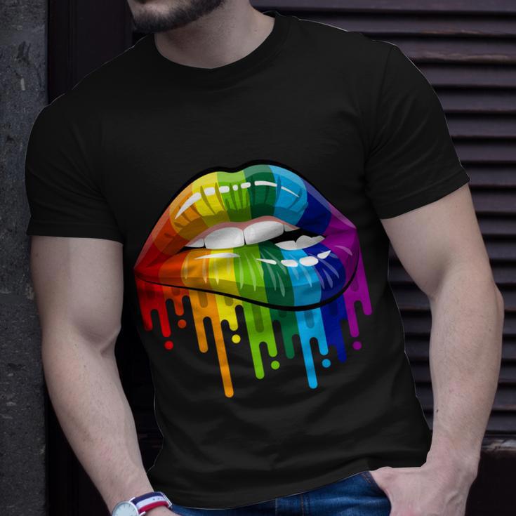 Gay Pride Lips Tshirt V2 Unisex T-Shirt Gifts for Him