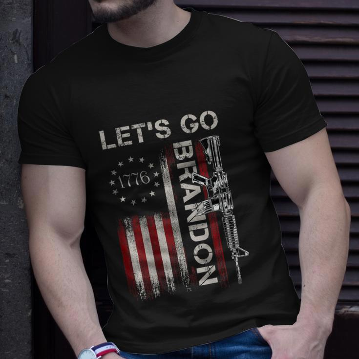 Gun 1776 American Flag Patriots Lets Go Brandon T-shirt Gifts for Him