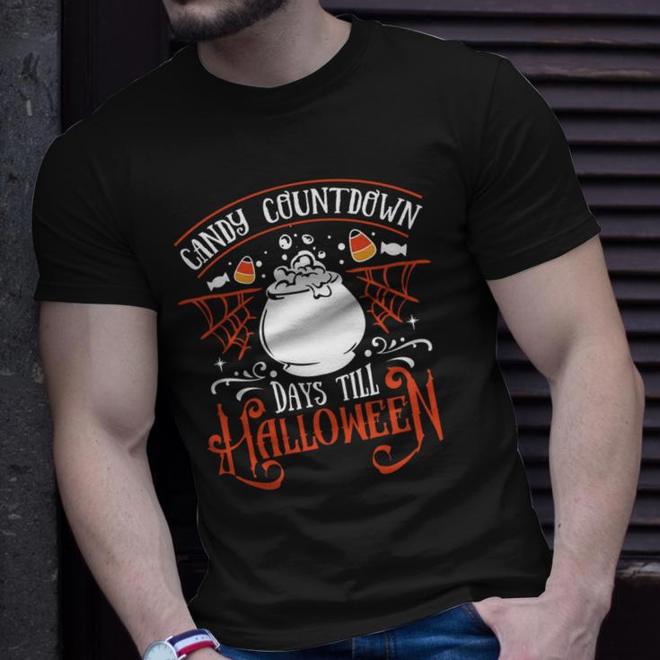 Halloween Candy Countdown Days Till Halloween - Orange And White Men Women T-shirt Graphic Print Casual Unisex Tee Gifts for Him
