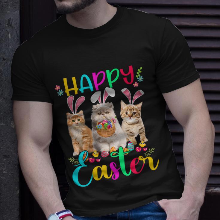 Happy Easter Three Cat Wearing Bunny Funny Gift Ear Bunny Cat Lover Gift Unisex T-Shirt Gifts for Him