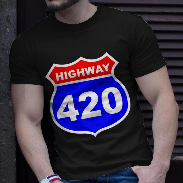 Highway 420 Sign Weed Tshirt Unisex T-Shirt Gifts for Him