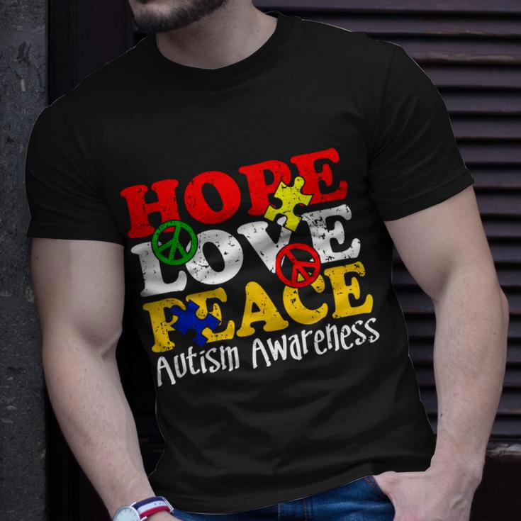 Hope Love Peace Autism Unisex T-Shirt Gifts for Him