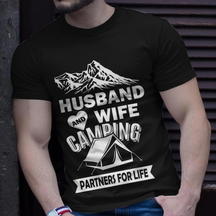 Husband And Wife Camping Partners For Life Tshirt Unisex T-Shirt Gifts for Him
