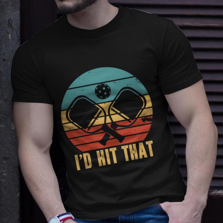 Id Hit That Funny Pickleball Retro Unisex T-Shirt Gifts for Him