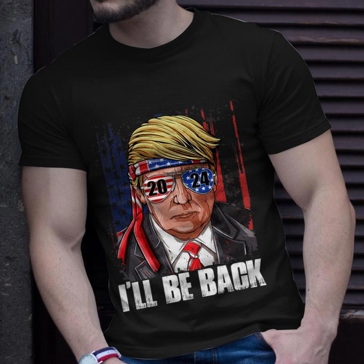 Ill Be Back Trump 2024 Usa Flag Patriotic 4Th Of July Gift Unisex T-Shirt Gifts for Him