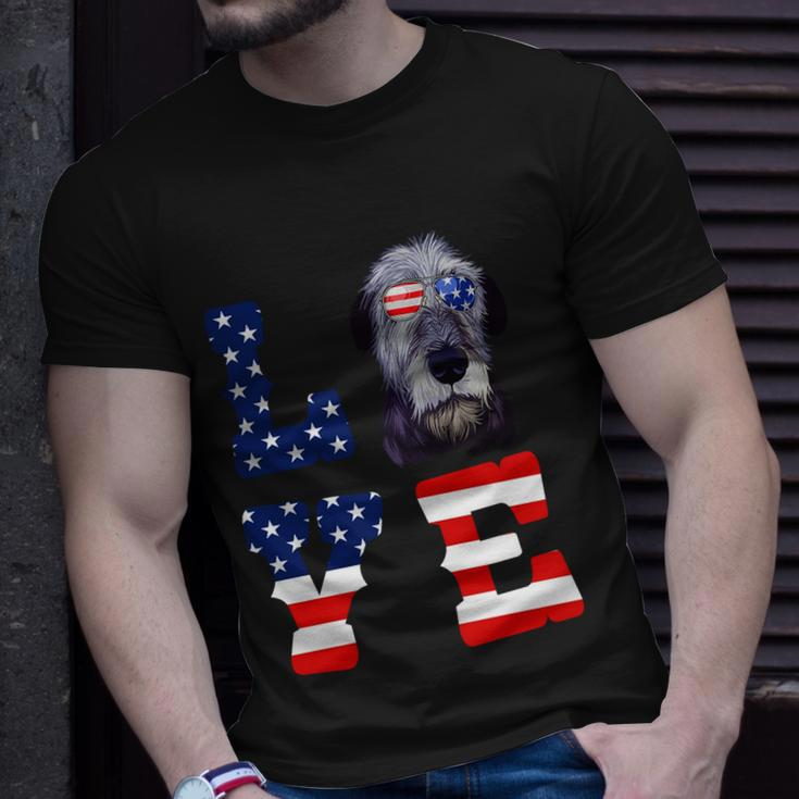Irish Wolfhound Love Dog American Flag 4Th Of July Usa Funny Gift Unisex T-Shirt Gifts for Him