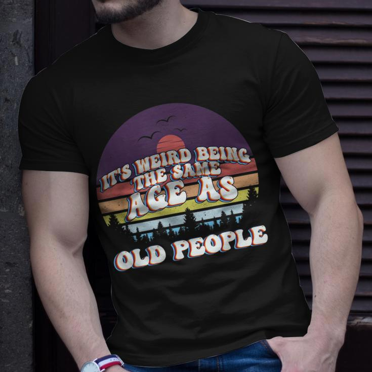 Its Weird Being The Same Age As Old People Retro Sunset T-shirt Gifts for Him