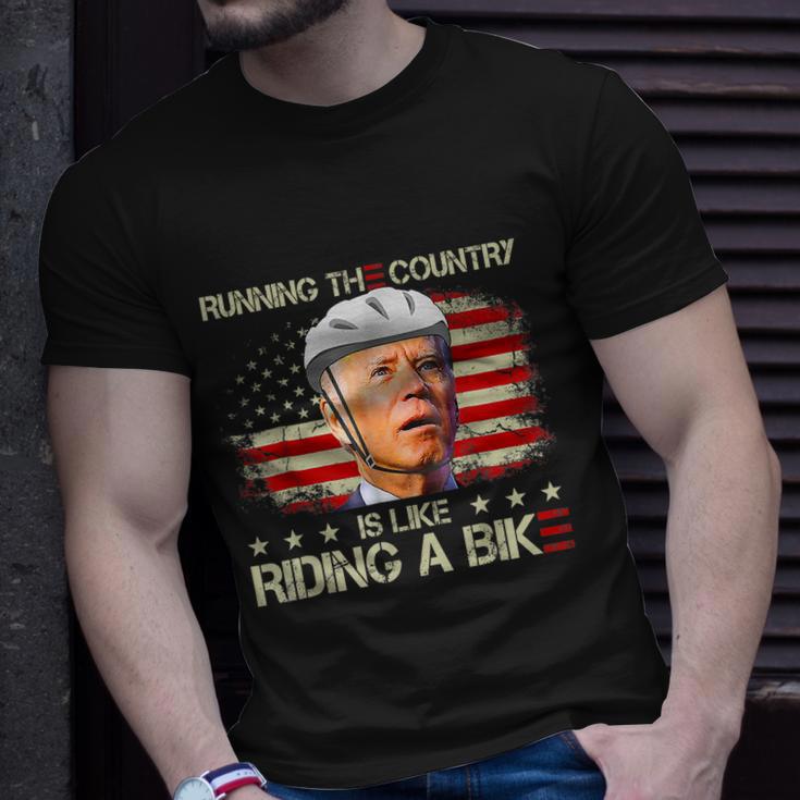 Joe Biden Falling Off Bike Running The Country Is Like Riding A Bike V2 Unisex T-Shirt Gifts for Him