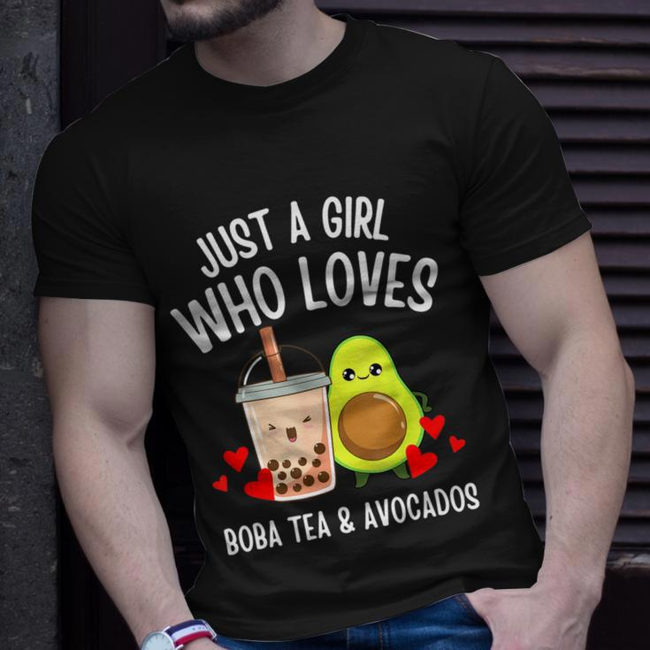 Just A Girl Who Loves Boba Tea & Avocados Cute Kawaii Teen Tshirt Unisex T-Shirt Gifts for Him