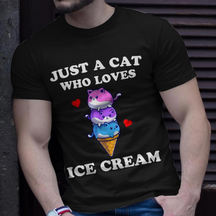 Just A Cat Who Loves Ice Cream Just A Girl Cats Lover T-shirt Gifts for Him