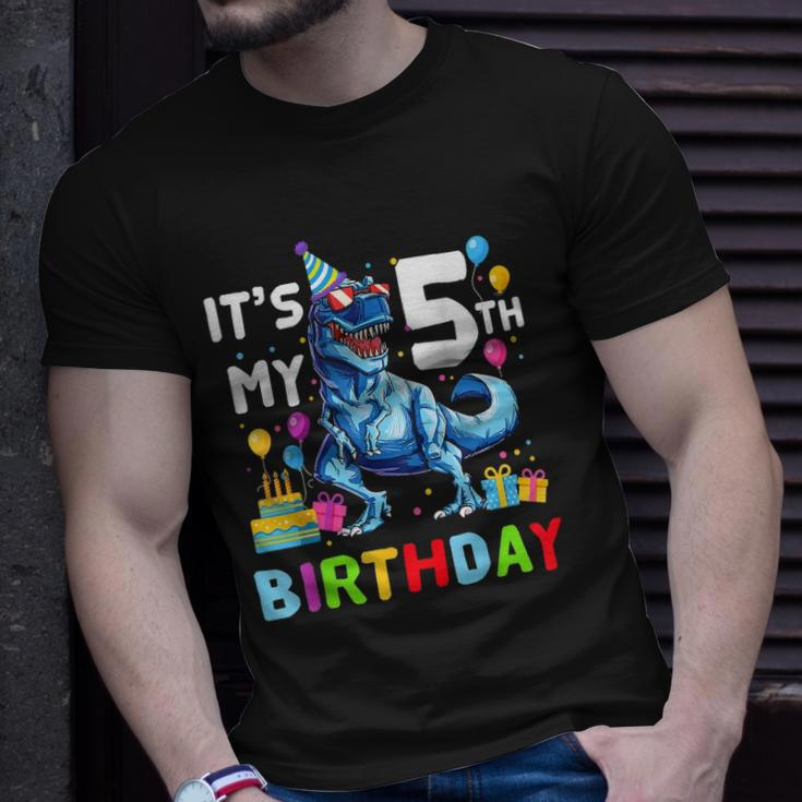 Kids It&8217S My 5Th Birthday Happy 5 Years Dinosaurrex Unisex T-Shirt Gifts for Him