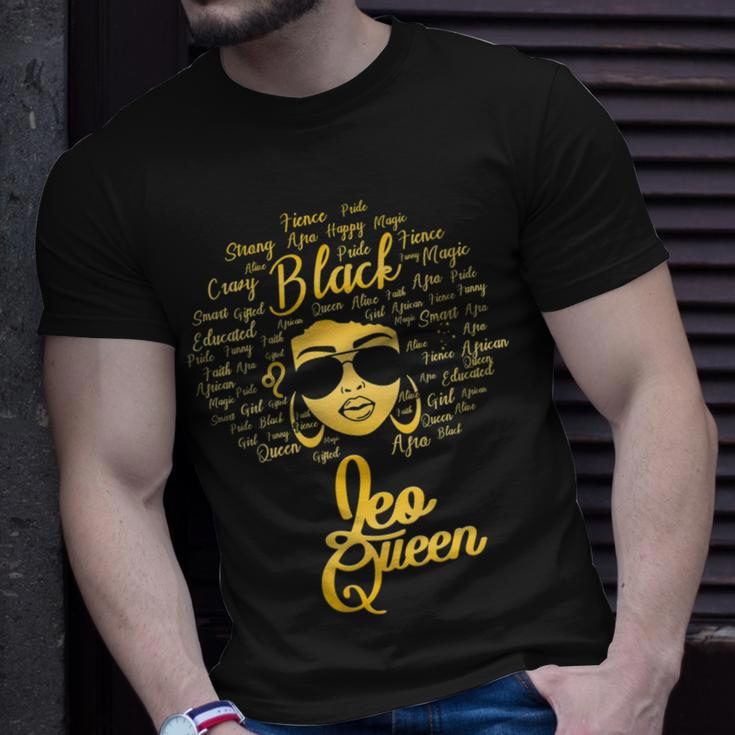 Leo Queen Birthday Blackwomen Zodiac Signs Afro Hair Unisex T-Shirt Gifts for Him
