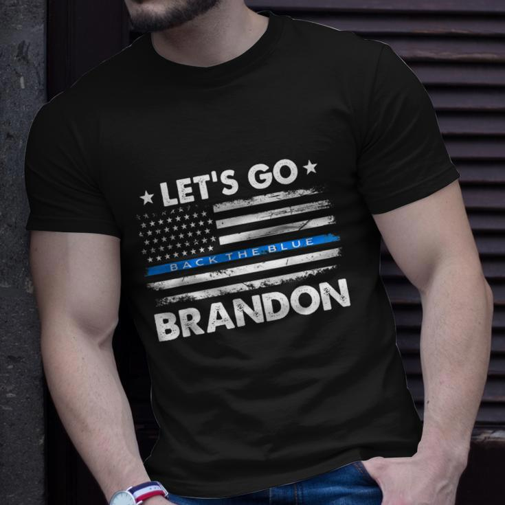 Lets Go Brandon Shirt Thin Blue Line Us Flag Unisex T-Shirt Gifts for Him