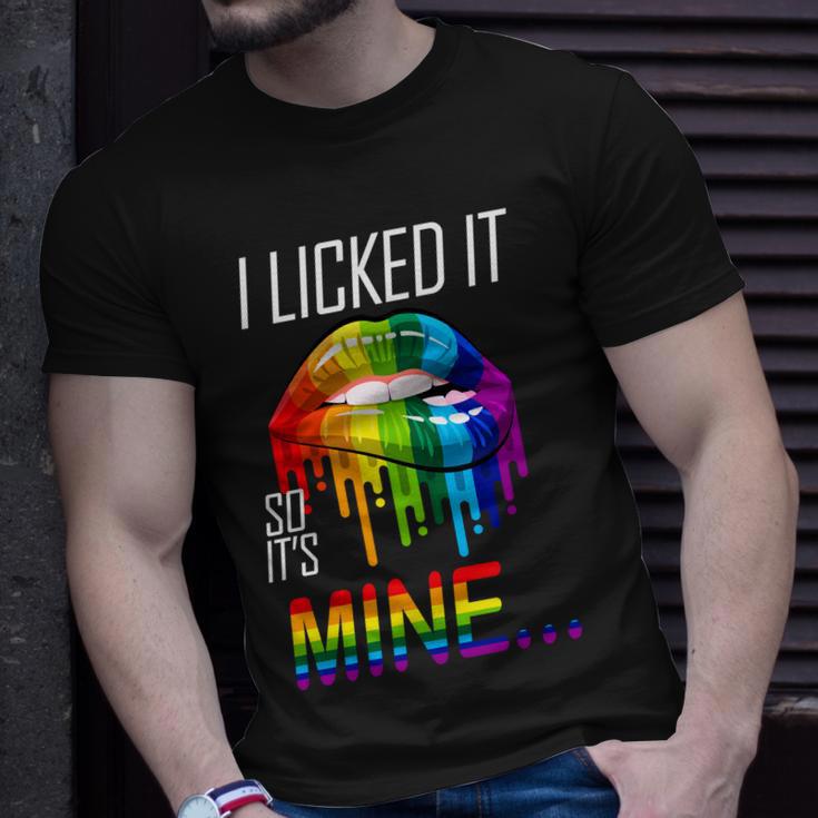 Lgbt I Licked It So Its Mine Gay Pride Lips Tshirt Unisex T-Shirt Gifts for Him