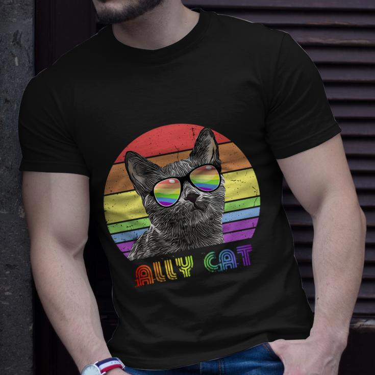 Lgbtq Ally Cat Rainbow Gay Pride Flag Lgbt Funny Gift V2 Unisex T-Shirt Gifts for Him
