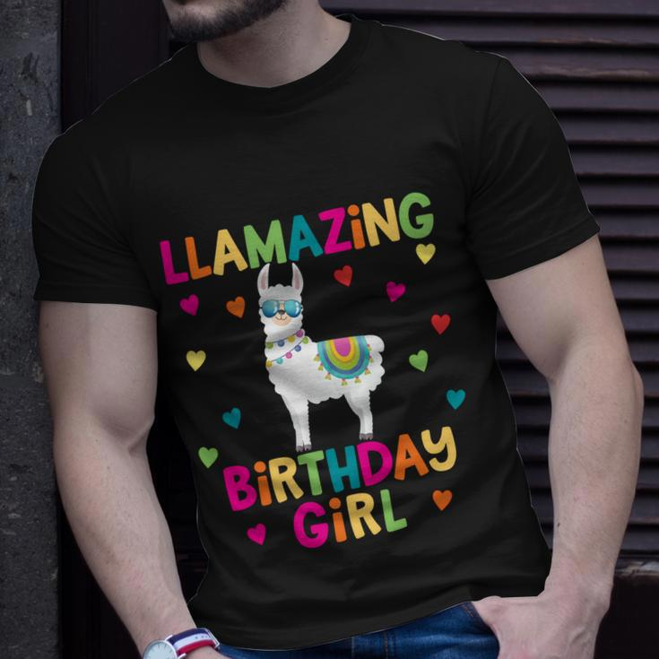 Llama Birthday Party Llamazing Gift Girl Rainbow Hearts Gift Unisex T-Shirt Gifts for Him
