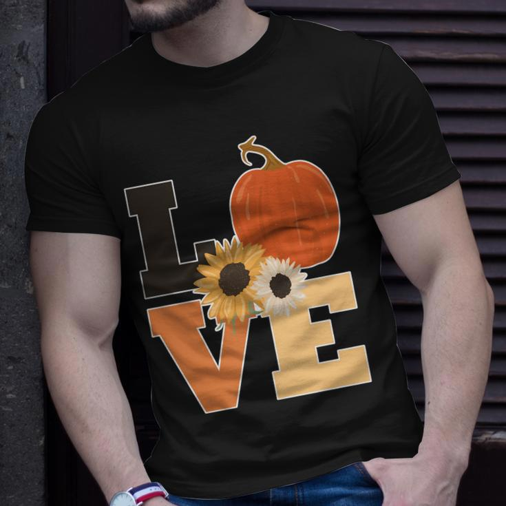 Love Autumn Floral Pumpkin Fall Season T-Shirt Gifts for Him