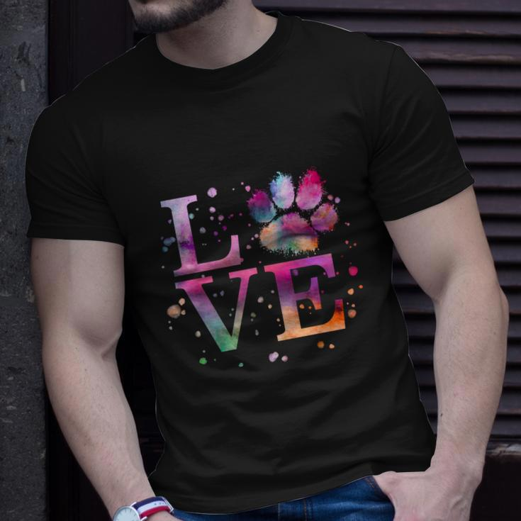 Love Dog Paw Print Colorful National Animal Shelter Week Gift Unisex T-Shirt Gifts for Him