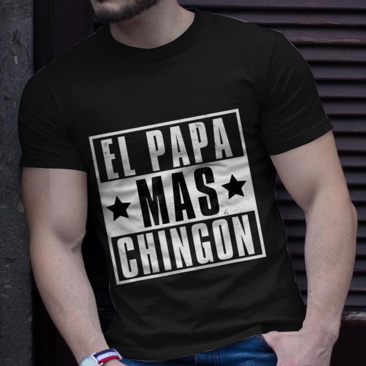 Mens El Papa Mas Chingon Funny Best Papi Mexican Dad Fathers Day Unisex T-Shirt Gifts for Him