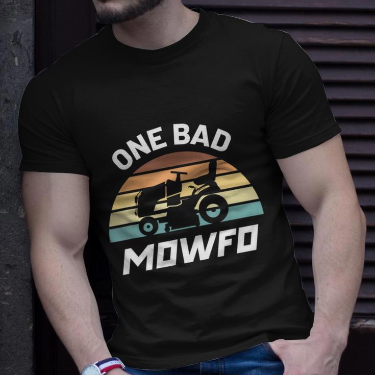 Mens One Bad Mowfo Funny Lawn Care Mowing Gardener Fathers Day Unisex T-Shirt Gifts for Him