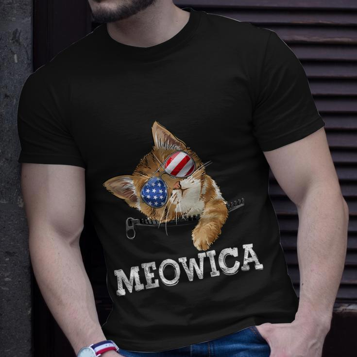 Meowica American Flag Cool Joke Cat Sunglusses 4Th Of July Unisex T-Shirt Gifts for Him