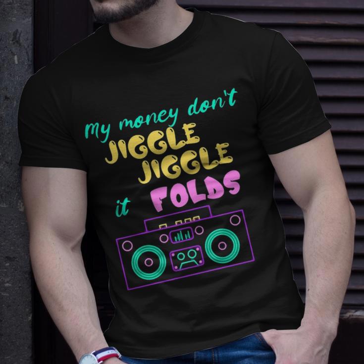 RETRO LOUIS THEROUX My Money Dont Jiggle Jiggle Folds Shirt 