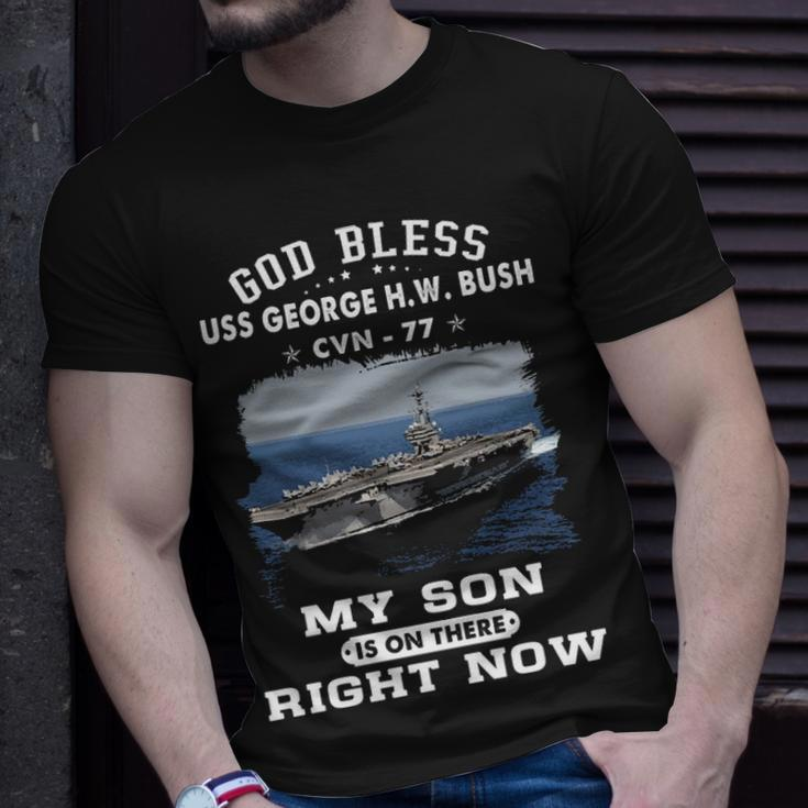 My Son Is On Uss Uss George H W Bush Cvn Unisex T-Shirt Gifts for Him
