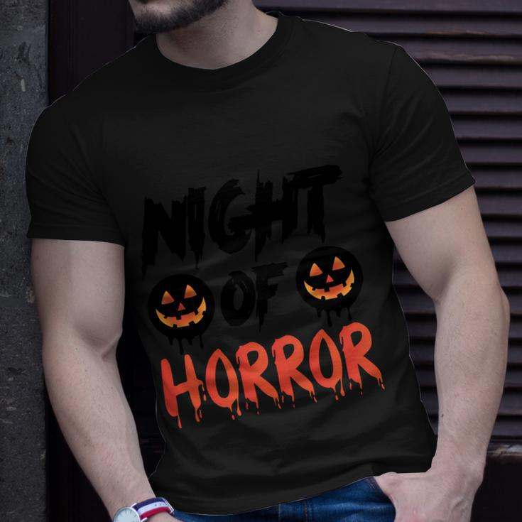 Night Of Horror Pumpkin Halloween Quote Unisex T-Shirt Gifts for Him