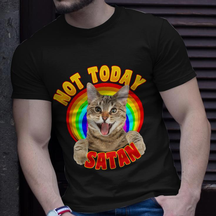 Not Today Satan Funny Cat Rainbow Unisex T-Shirt Gifts for Him