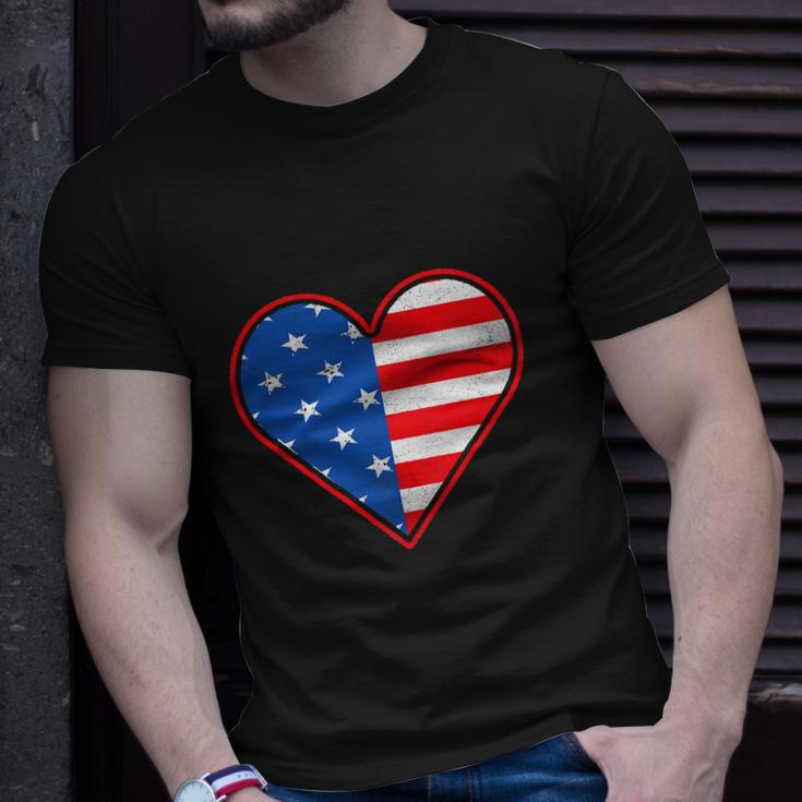 Patriotic American Flag Heart For 4Th Of July Girl Unisex T-Shirt Gifts for Him