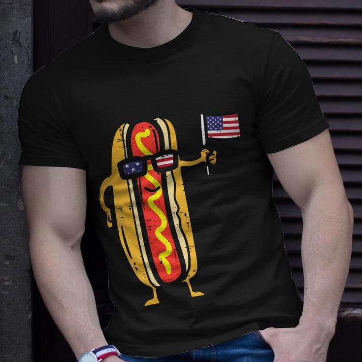 Patriotic Hot Dog American Flag Usa Funny 4Th Of July Fourth Unisex T-Shirt Gifts for Him