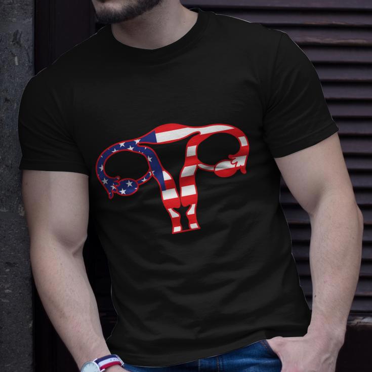 Patriotic Uterus American Flag Womens Rights 1973 Pro Roe Unisex T-Shirt Gifts for Him