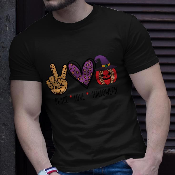 Peace Love Halloween Funny Halloween Quote Unisex T-Shirt Gifts for Him