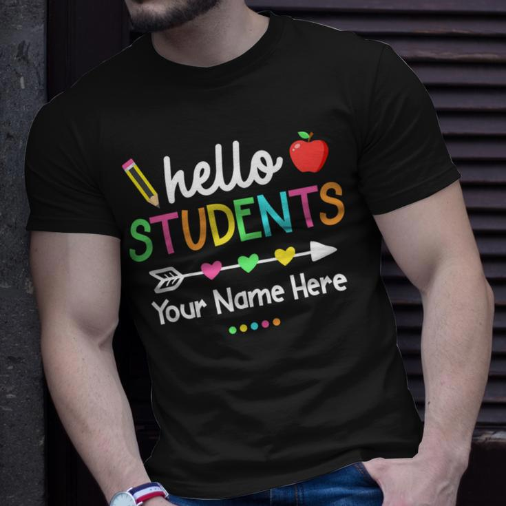 Personalized Teacher Shirt Back To School Hello Students Unisex T-Shirt Gifts for Him