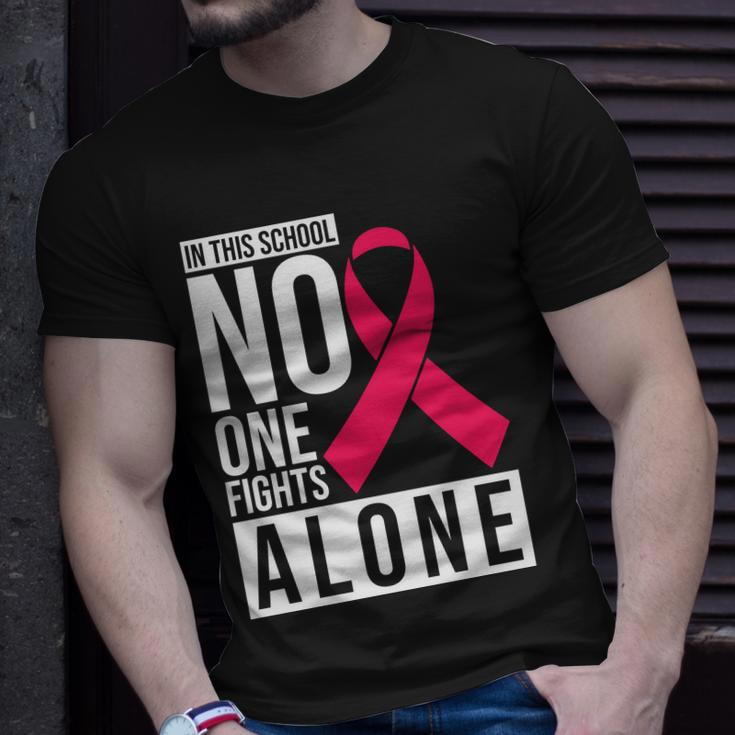 Pink Ribbon In This School No One Fight Alone Breast Caner Unisex T-Shirt Gifts for Him
