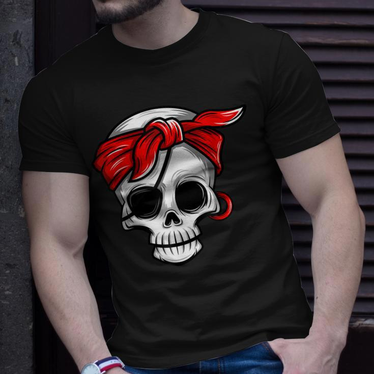 Pirate Dead With Eye Patch Red Bandana Halloween Diy Costume Unisex T-Shirt Gifts for Him