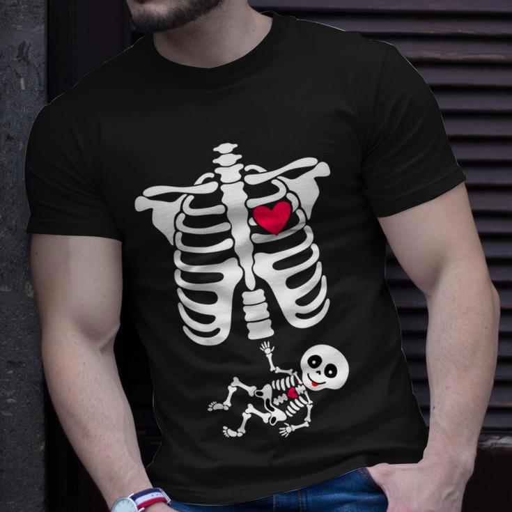 Pregnant Skeleton Ribcage With Baby Costume Unisex T-Shirt Gifts for Him