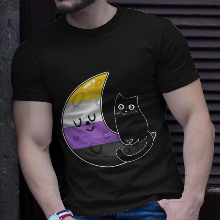 Pride Month Nonbinary Moon Space Cat Lgbt Unisex T-Shirt Gifts for Him