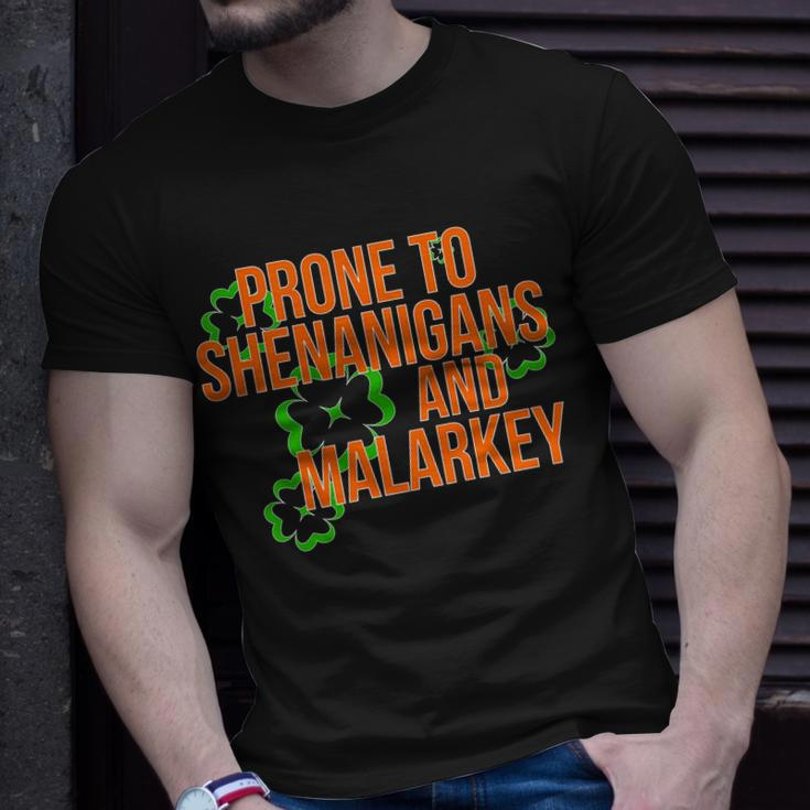 Prone To Shenanigans And Malarkey St Pattys Day T-shirt Gifts for Him