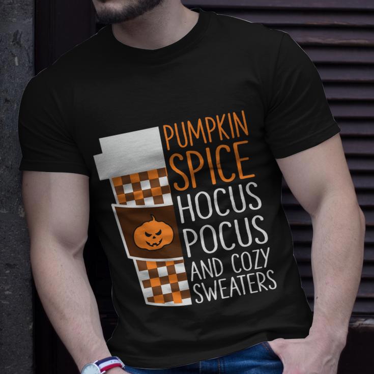 Pumpkin Spice Hocus Pocus And Cozy Sweaters Halloween Quote Unisex T-Shirt Gifts for Him