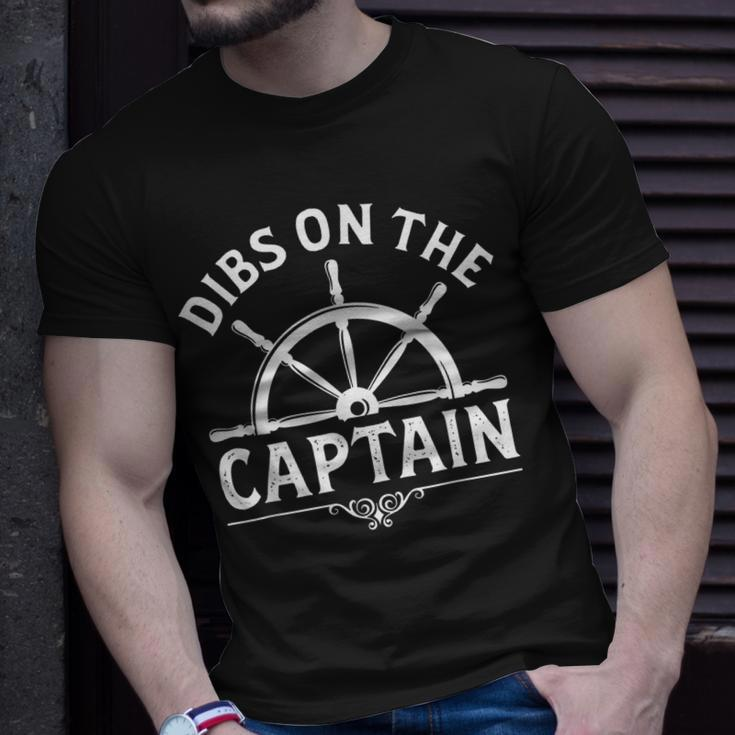 Retro Captain Wife Dibs On The Captain Fishing Quote T-shirt Gifts for Him