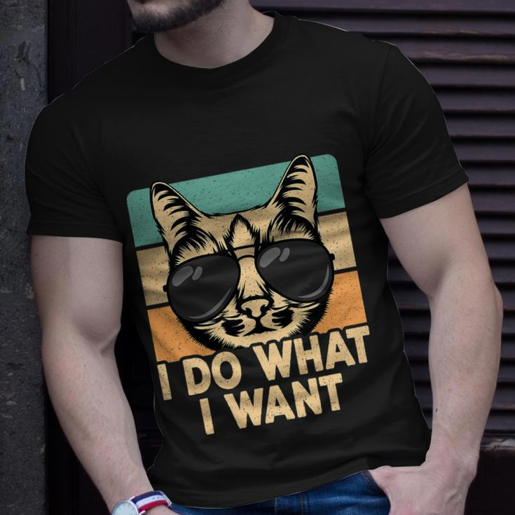 Retro I Do What I Want Funny Cat Lover Unisex T-Shirt Gifts for Him