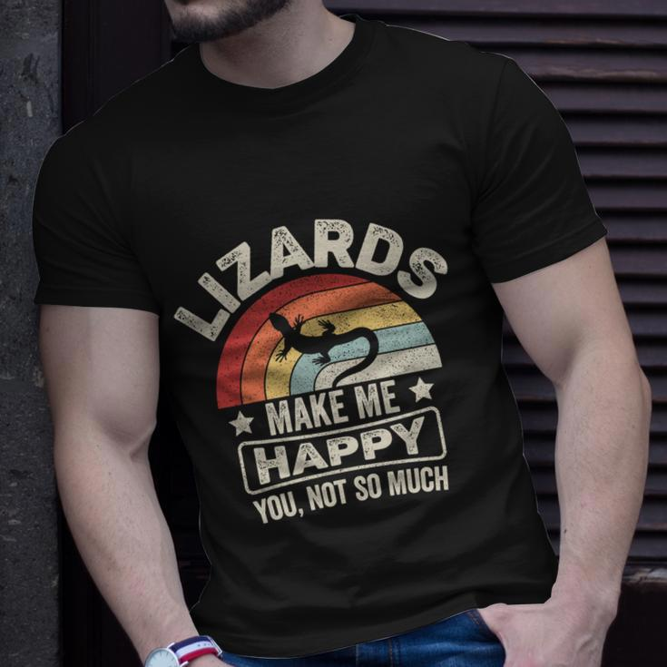 Retro Lizards Make Me Happy You Not So Much Lizard Lover Cool Gift Unisex T-Shirt Gifts for Him