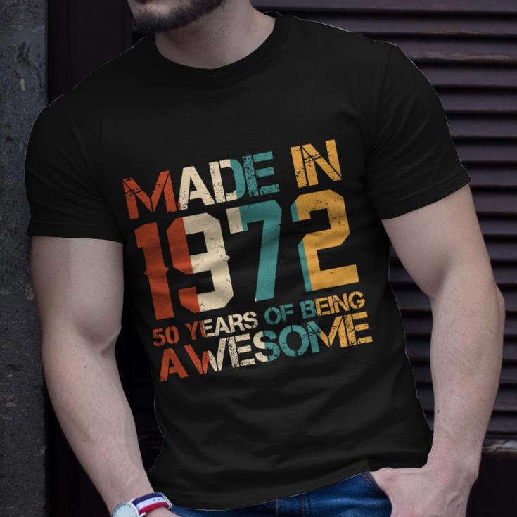 Retro Made In 1972 50 Years Of Being Awesome Birthday Unisex T-Shirt Gifts for Him