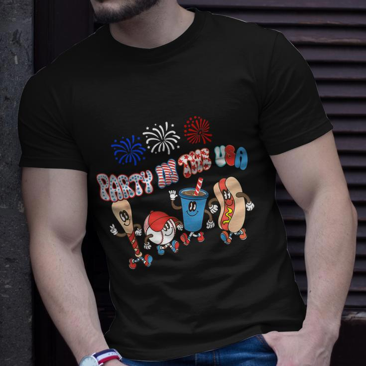 Retro Style Party In The Usa 4Th Of July Baseball Hot Dog Unisex T-Shirt Gifts for Him